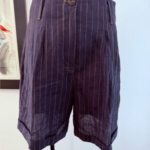 Navy Pinstripe Shorts